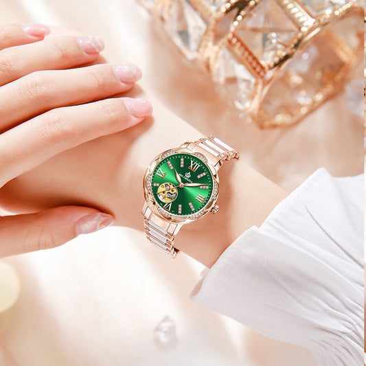 Women's Diamond Hollow Automatic Mechanical Ceramic Strap Wristwatches - Watches for Women - DYAVOR® 