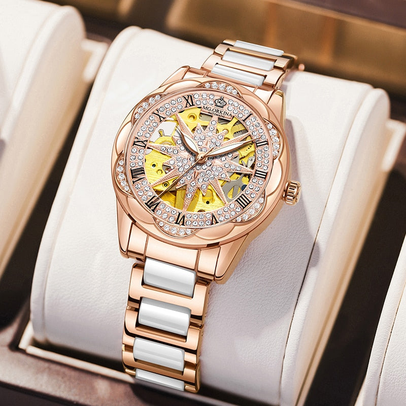  Women's Hollow Stainless Steel Mechanical Automatic Self-wind Watch - Watches for Women - DYAVOR® 