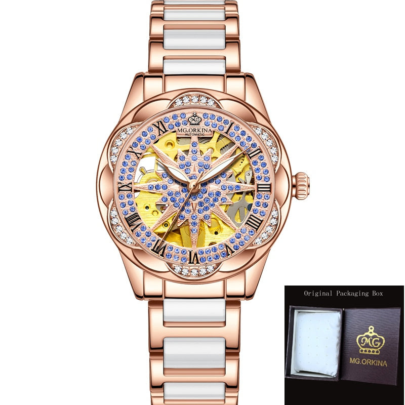  Women's Hollow Stainless Steel Mechanical Automatic Self-wind Watch - Watches for Women - DYAVOR® 