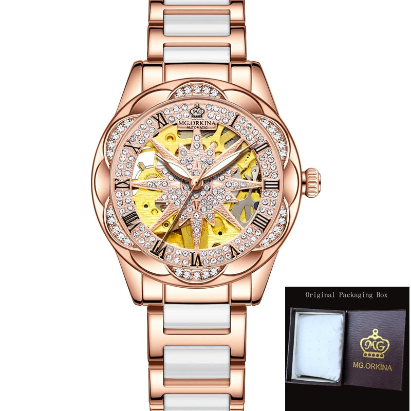  Women's Hollow Stainless Steel Mechanical Automatic Self-wind Watch - Watches for Women - DYAVOR® 