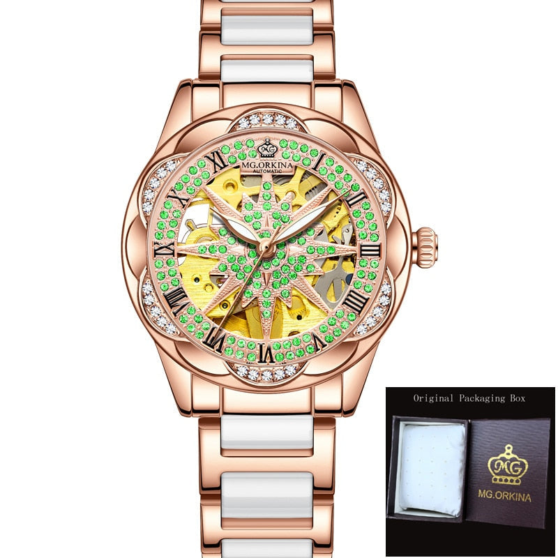  Women's Hollow Stainless Steel Mechanical Automatic Self-wind Watch - Watches for Women - DYAVOR® 