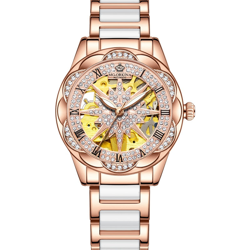  Women's Hollow Stainless Steel Mechanical Automatic Self-wind Watch - Watches for Women - DYAVOR® 