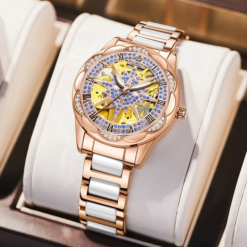  Women's Hollow Stainless Steel Mechanical Automatic Self-wind Watch - Watches for Women - DYAVOR® 