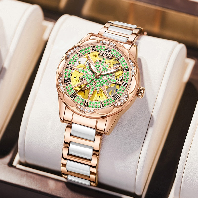  Women's Hollow Stainless Steel Mechanical Automatic Self-wind Watch - Watches for Women - DYAVOR® 
