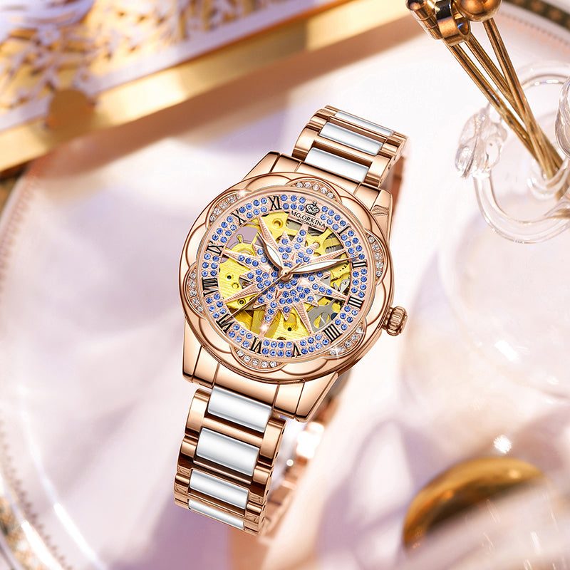  Women's Hollow Stainless Steel Mechanical Automatic Self-wind Watch - Watches for Women - DYAVOR® 