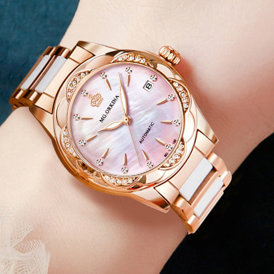  Women's Luxury Diamond Automatic Self-Wind Mechanical Wrist Watch - Watches for Women - DYAVOR® 