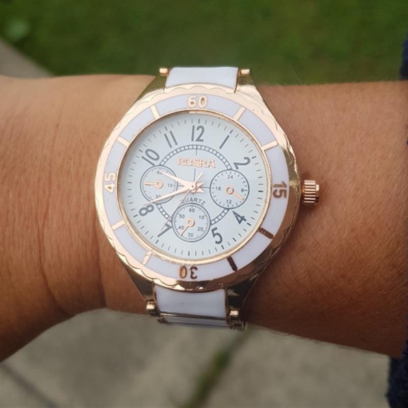 Women's Luxury Fashion Rose Gold Bracelet Quartz Watch with Folding Clasp