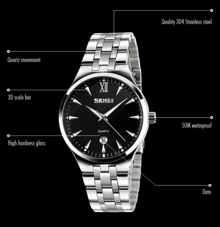 Women's Luxury Sports Fashion Full Steel Dive 50m Quartz Wristwatch