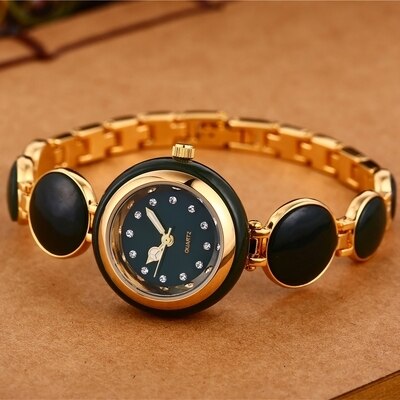  Women's Natural Hetian Jade Stainless Steel Waterproof Wrist Watch - Watches for Women - DYAVOR® 