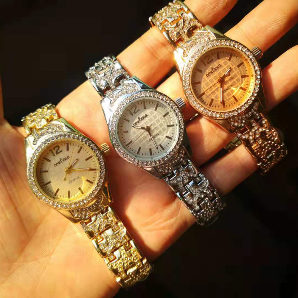 Women's Simple Gold Luxury Fashion Diamond Quartz Wristwatch