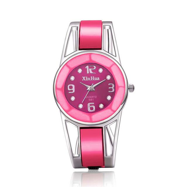 Women's Stainless Steel Casual Wrist Watches with Luxury Rhinestone