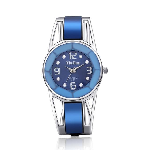 Women's Stainless Steel Casual Wrist Watches with Luxury Rhinestone