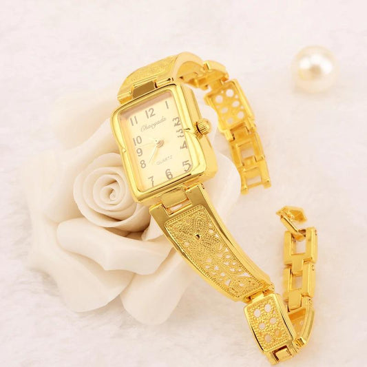  Women's Vintage Luxury Gold + Silver Rectangle Dial Carved Watches - Watches for Women - DYAVOR® 